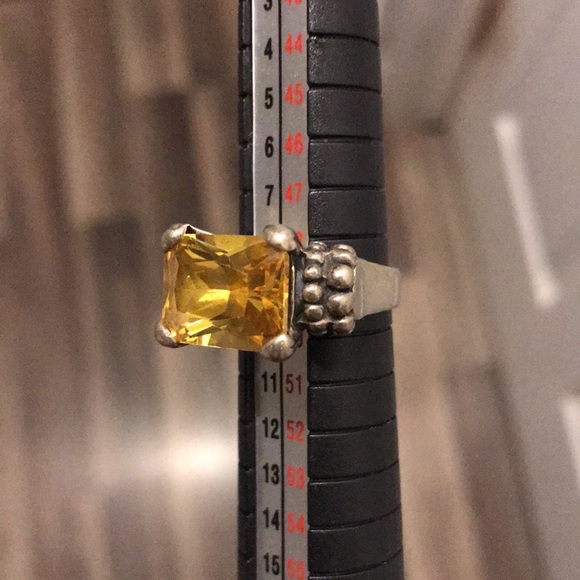 Sterling Thailand yellow glass ring size 5 - Picture 3 of 15